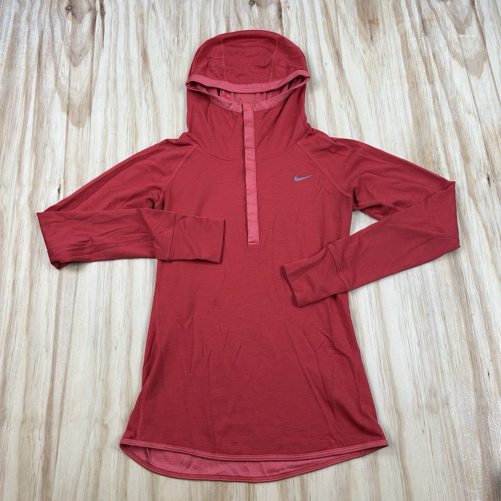 Nike Running Women's Small Red Lightweight 1/4 Zip Hoodie 619918-660 Pullover